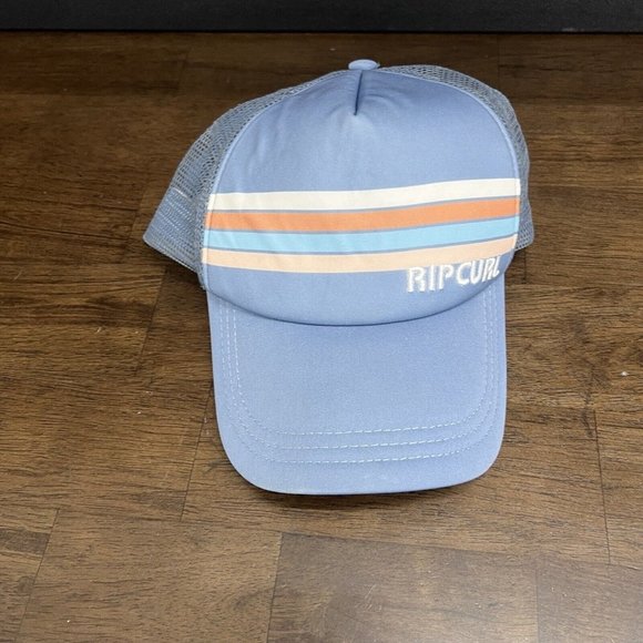 RIP CURL CAP HAT TWIN FIN STRIPE Trucker Blue Grey,‎ Bone Surf Logo Adjustble - Picture 1 of 4